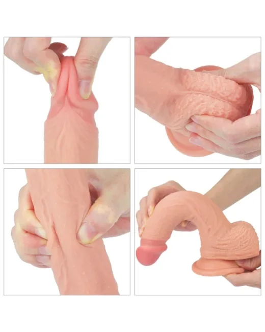 8,5 i̇nç Dual layered Platinum Silikon Cock Ten Rengi Dildo – Hissedilir Damarlı alternatif görünüm