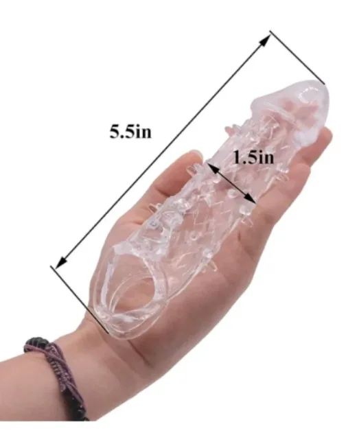 Wolf Warrior Crystal Şeffaf Dokulu Penis Kılıfı – Esnek TPE Malzeme, Gerçekçi His, 13,8 cm