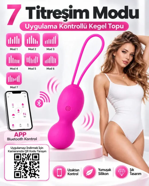App Kontrollü 10 Modlu Kegel Topu Vibratör – Silikon Askılı alternatif görünüm
