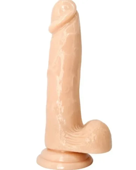 20 cm Gerçekçi Dokulu Vantuzlu Dildo – Strap-On Uyumlu