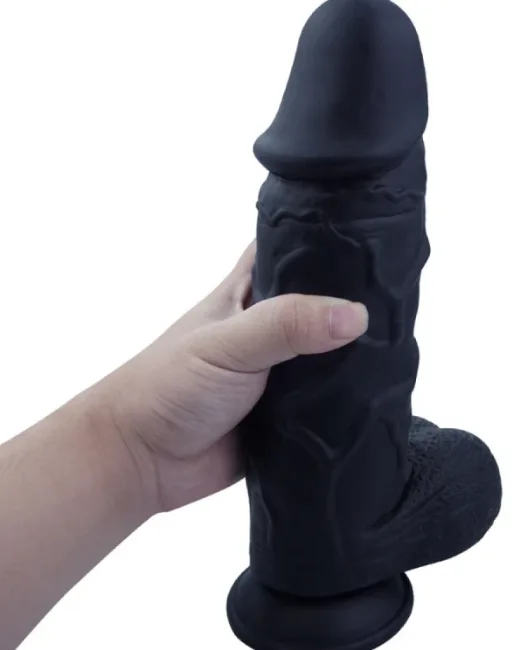 26 cm Siyah Realistik Dildo – Medikal Silikon – 6,6 cm Kalınlık