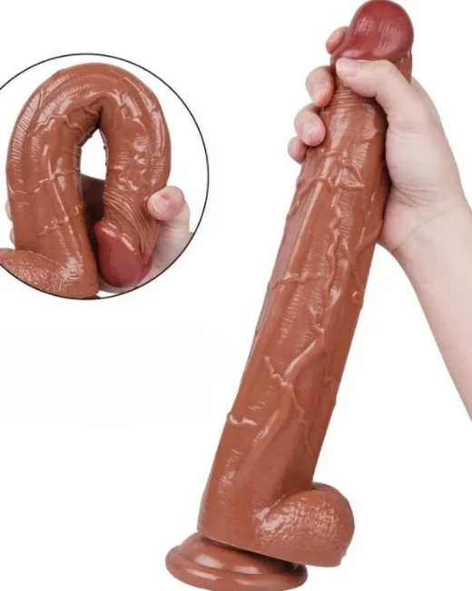 34,5 cm Kahverengi Dildo – Medikal Silikon