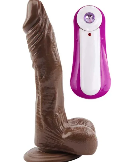 James Deen Swing Hareketli 21,5 cm Koyu Ten Rengi Vibratör – Hissedilir Damarlı, Vantuzlu