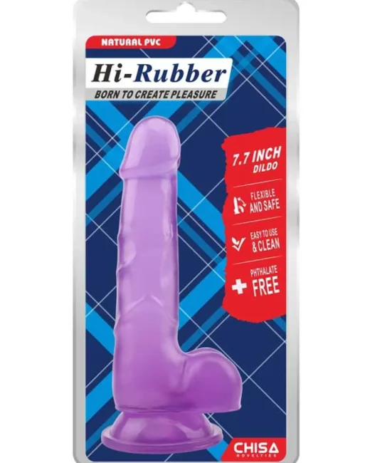 Hi-Rubber Şeffaf Jel Dildo – 19,5 cm Mor – Vantuzlu – Tasarım 01 alternatif görünüm