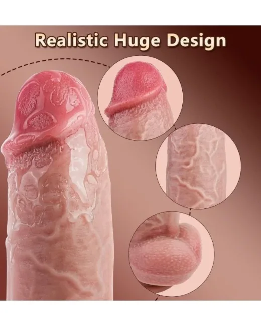 Thrusting Huge Thick Dildo Vibratör 21 cm – Sıvı Silikon, Hissedilir Damarlı