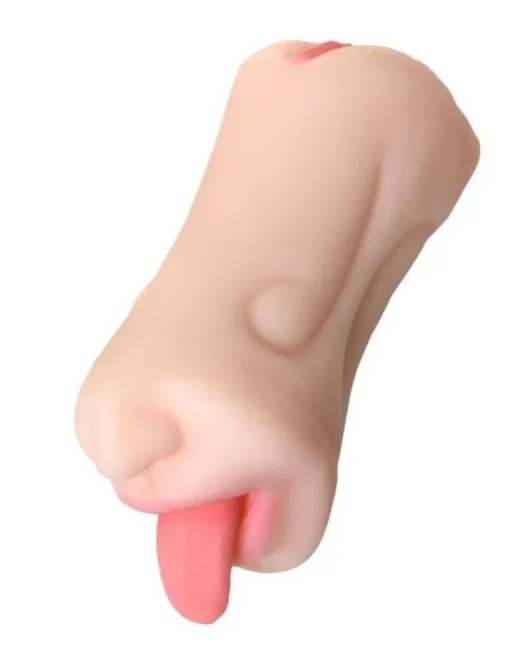 Juicy Pussy Mastürbatör Realistik Fruity Tongu, Ağız ve Vajina TPE Ten Rengi 19 cm