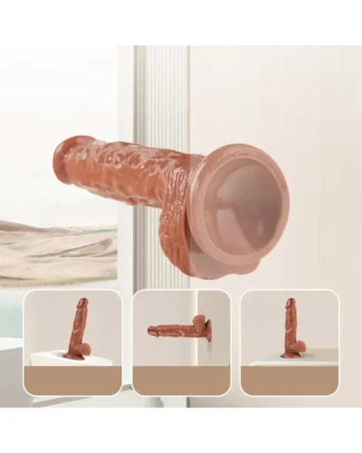 Su Fışkırtma Fonksiyonlu Gerçekçi Vantuzlu Melez Dildo – Hissedilir Damarlı, Silikon