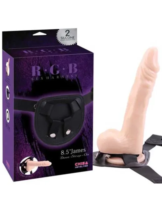 R.G.B Belden Bağlamalı 21,5 cm Protez Penis ve Kemeri CH7019 – Hissedilir Damarlı, Vantuzlu