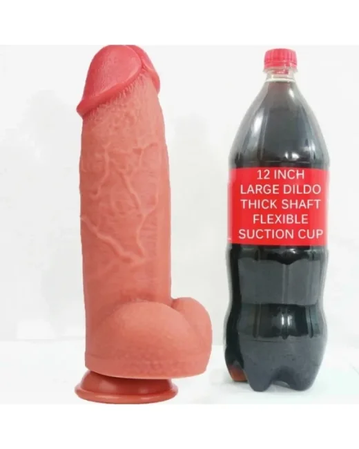 Gerçekçi Tasarımlı Büyük Boy Vakum Tabanlı Silikon Dildo 30 cm alternatif görünüm