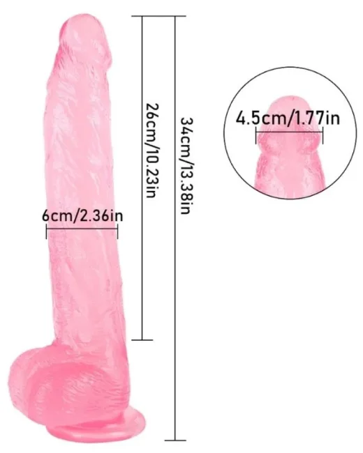 33 cm Pembe Realistik Dildo – Medikal Silikon