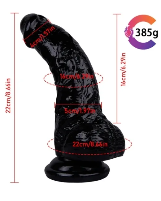 22 cm Siyah Realistik Dildo – Medikal Silikon