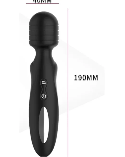 Xuanai Isıtmalı Şarjlı Wand Vibratör – Siyah – Medikal Silikon
