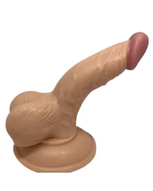 Gerçekçi Testisli Dildo 13 cm – Hissedilir Damarlı, Vantuzlu