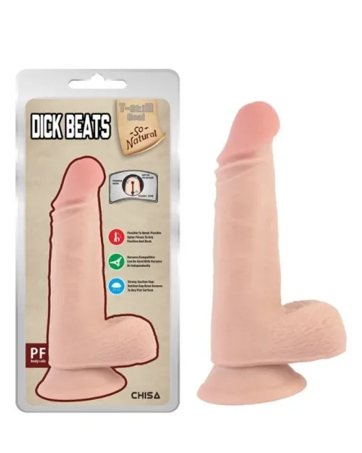 Dick Beats 18 cm Kıkırdaklı Gerçekçi Dildo – Medikal Silikon