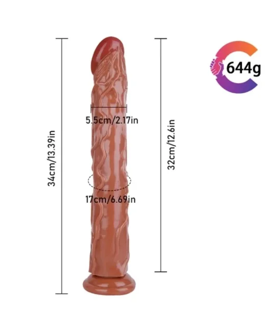 34 cm Kahverengi Realistik Dildo – Medikal Silikon