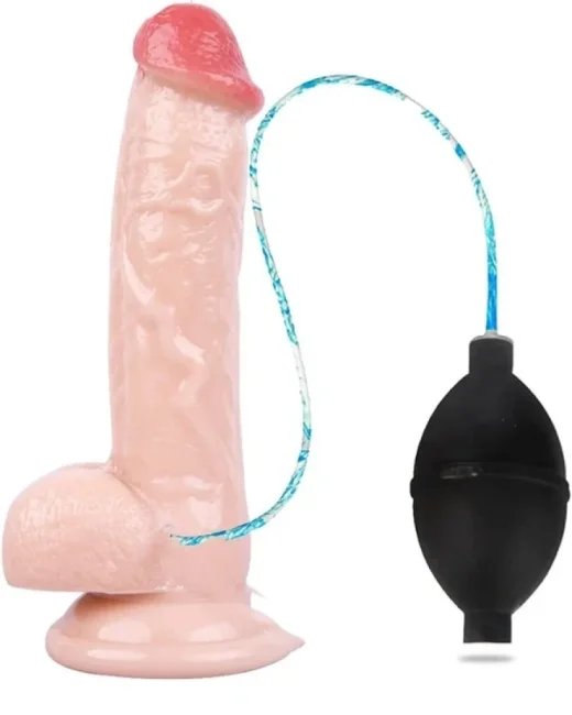 Su Fışkırtma Fonksiyonlu Gerçekçi Vantuzlu Dildo – Hissedilir Damarlı, Silikon alternatif görünüm