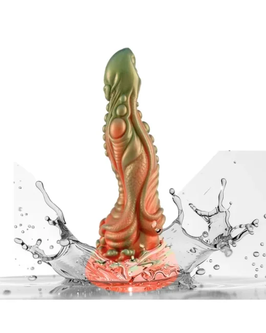 Kırmızı Yeşil Canavar Dildo – Silikon alternatif görünüm
