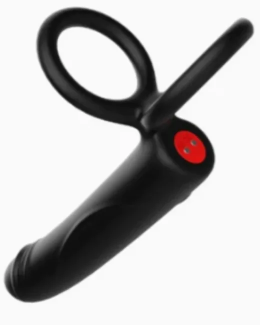 Çift Penis Halkalı Titreşimli Prostat Masaj Aleti ve Dildo Vibratör – Geciktirici Etkili & Testis Uyarıcı Esnek Silikon Anal Plug