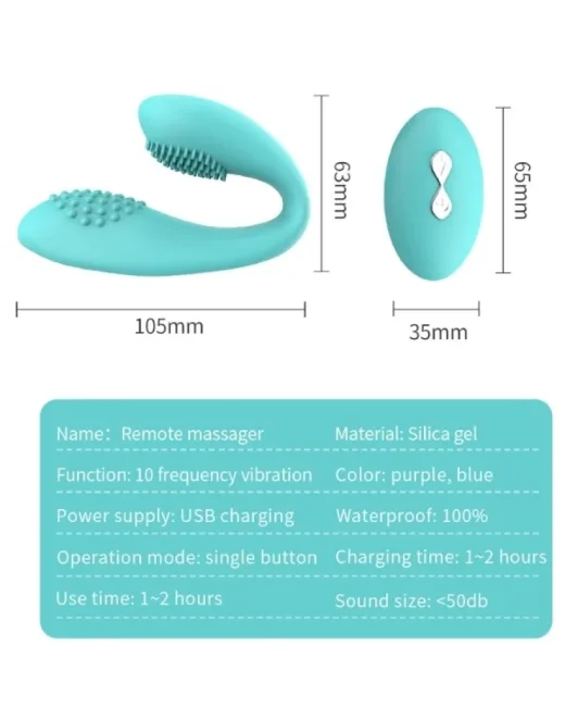 Kablosuz Kumandalı Tırtıklı Klitoris ve G-Spot Uyarıcı 2 in 1 Çift C Vibratör – Silikon, Şarjlı alternatif görünüm