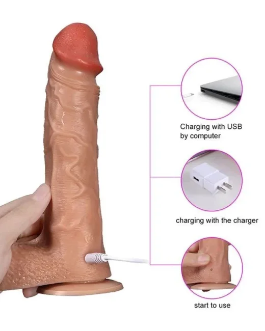 Shequ Bronte Şarjlı Döner Başlı Realistik Dildo Uzaktan Kumandalı 20,5 cm – Hissedilir Damarlı, Vantuzlu