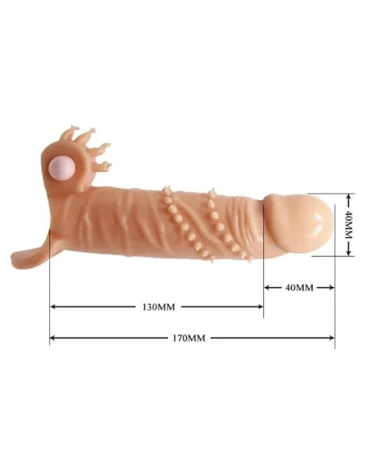 4 cm Dolgu Uzatmalı Titreşimli Penis Kılıfı – Hissedilir Damarlı