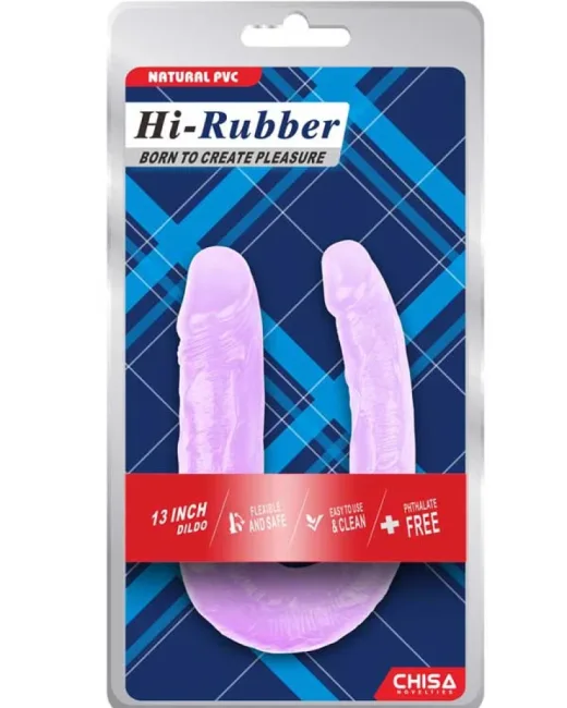 Hi-Rubber Şeffaf Jel Çift Taraflı Eğik Dildo – 17 cm Mor alternatif görünüm