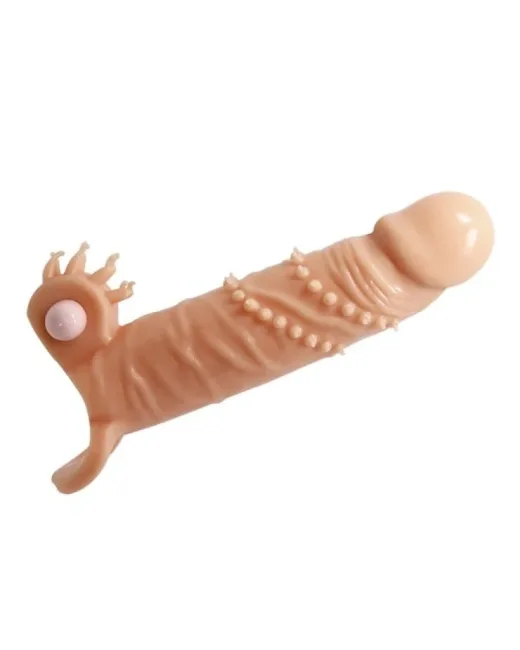 4 cm Dolgu Uzatmalı Titreşimli Penis Kılıfı – Hissedilir Damarlı