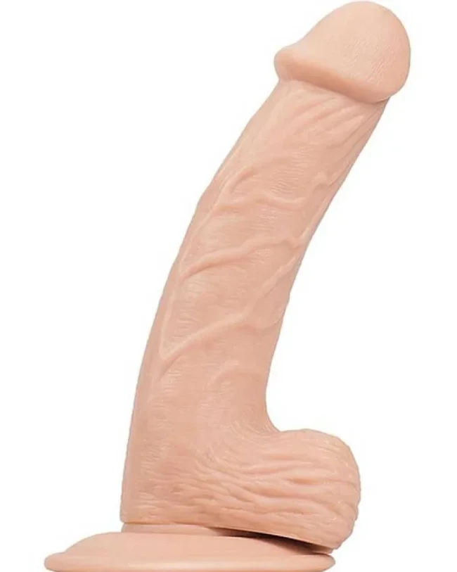 Realistik Dildo 20 cm – Hissedilir Damarlı, Vantuzlu – 3,2 cm Çap