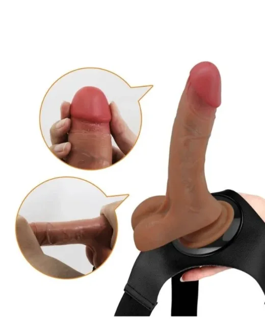 Oher Fışkırtmalı & Titreşimli Belden Bağlamalı Dildo Vibratör – Hissedilir Damarlı, Boşalabilir