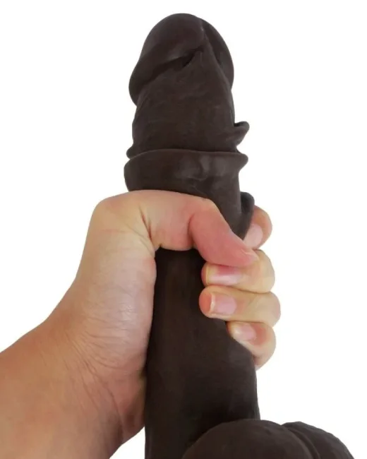 Ultra Gerçekçi 24 cm Kahverengi Kıkırdaklı Dildo – Hissedilir Damarlı – Tasarım 02
