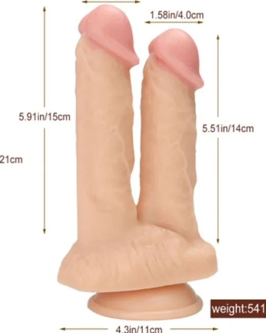 21 cm Realistik Çiftli Dildo – Medikal Silikon