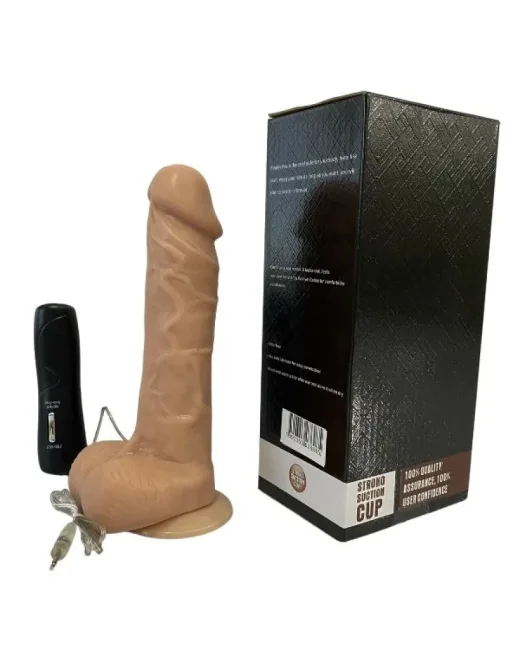 360 Derece Dönen 19,5 cm Titreşimli Realistik Dildo – Medikal Silikon, Kumandalı alternatif görünüm