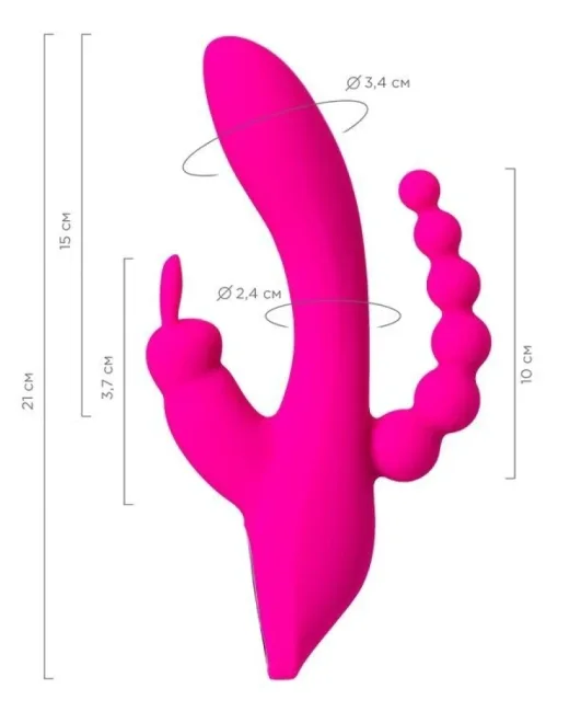 Jos Spanky Üçlü 21 cm Pembe Vibratör – Silikon, Şarjlı alternatif görünüm