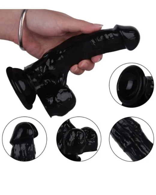 18 cm Siyah Dildo – Medikal Silikon – 3,5 cm Kalınlık