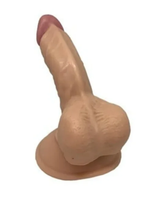 Gerçekçi Testisli Dildo 13 cm – Hissedilir Damarlı, Vantuzlu
