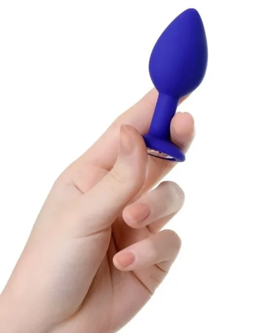 Brilliant Anal Plug Mavi beyaz kristalli 7 cm 26 g – Silikon
