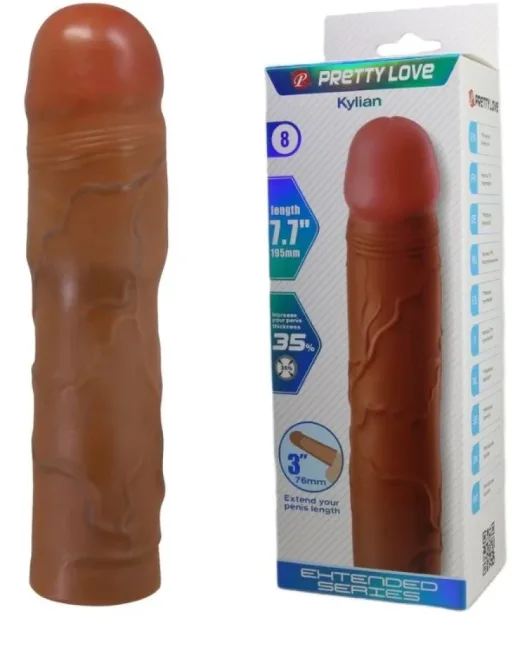 Kylian Gerçek Hissiyatlı Uzatıcı Penis Kılıfı Kahverengi – Hissedilir Damarlı alternatif görünüm