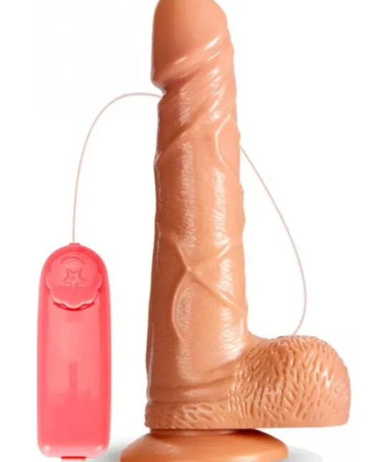 J.B. Titreşimli 19 cm Dildo Vibratör – Hissedilir Damarlı, Vantuzlu