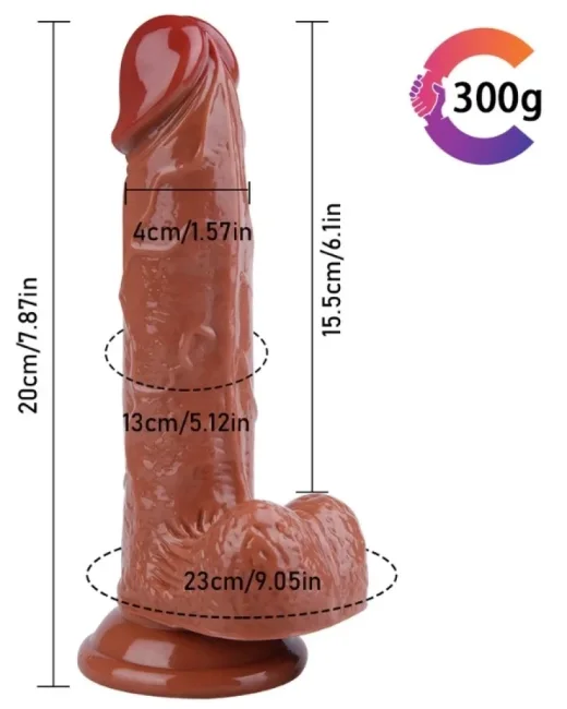 20 cm Kahverengi Dildo – Medikal Silikon – 330 g