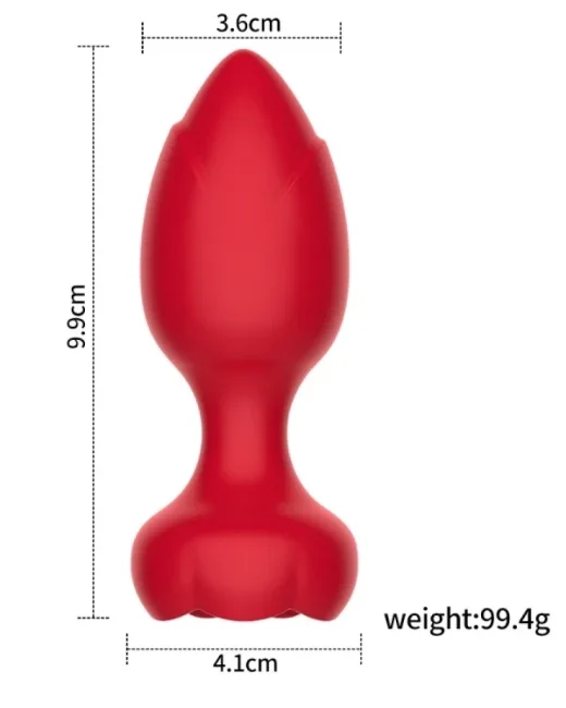 Telefon Kontrollü Full Covered Rubber Rose Anal Plug – Kırmızı – Silikon alternatif görünüm
