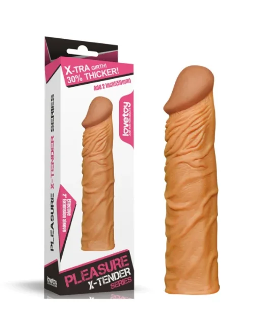 Add 2" Pleasure X Tender Penis Kılıfı Kahverengi – Hissedilir Damarlı