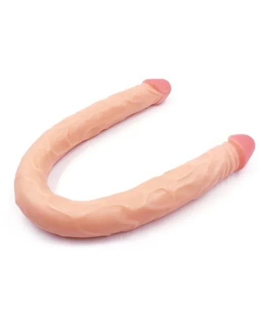 Ten Rengi 55 cm Çift Taraflı Dildo – Hissedilir Damarlı, Silikon