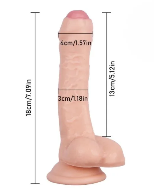 18 cm Realistik Dildo – Medikal Silikon – 3 cm Kalınlık
