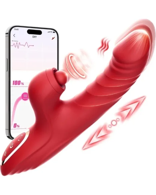 4in1 – Kırmızı Zarafet, Dört Fonksiyon Bir Arada Telefon Aplikasyonlu Modern Vibratör