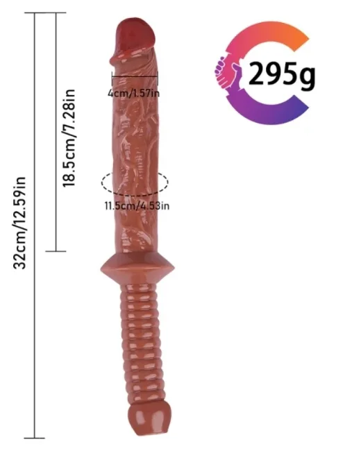 32 cm Kahverengi Realistik Kılıç Dildo – Medikal Silikon