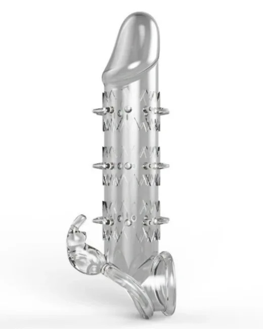 Wolf Warrior Crystal Şeffaf Dokulu Penis Kılıfı – Esnek TPE Malzeme, Gerçekçi His, 13,8 cm alternatif görünüm