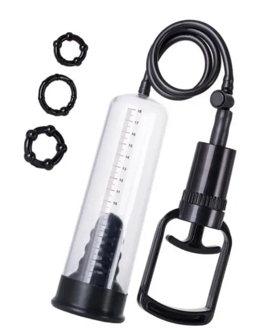 3 halkalı Penis Pompası PVC Şeffaf 20,5 cm