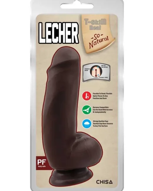 Lecher Kıkırdaklı Gerçekçi Dildo – 18 cm Koyu Ten Rengi – Hissedilir Damarlı, Vantuzlu alternatif görünüm