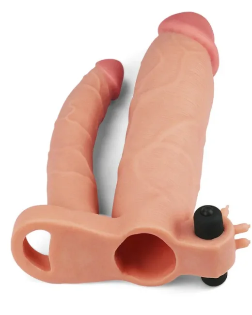 Add 3 i̇nç Pleasure X Tender Titreşimli Double Penis Kılıfı Penis Kılıfı – Hissedilir Damarlı