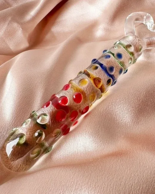 19 cm Tırtıklı Yüzeyli Renli Anal ve Vajinal Dildo